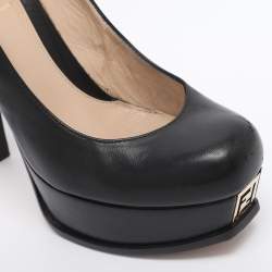 Pre Owned Fendi Black Leather Fendista Platform Pumps Size 38