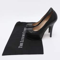 Pre Owned Fendi Black Leather Fendista Platform Pumps Size 38