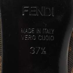 Pre Owned حذاء كعب عالي فندي فنيدستا قماش زوكا تبغ مقدمة مفتوحة وحزام خلفي نعل سميك مقاس 39