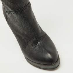 Pre Owned Fendi Black Leather Selleria Knee Length Boots Size 35