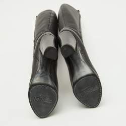 Pre Owned Fendi Black Leather Selleria Knee Length Boots Size 35
