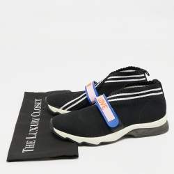 Pre Owned Fendi Black Knit Fabric Rockoko Slip On Sneakers Size 38