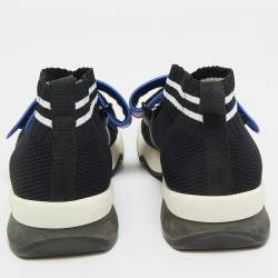 Pre Owned Fendi Black Knit Fabric Rockoko Slip On Sneakers Size 38