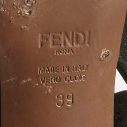 Pre Owned Fendi Brown/Black Zucca Mesh and Canvas Colibri Slingback Pumps Size 39