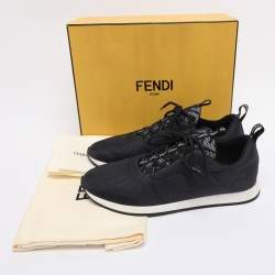 مملوكة مسبقًا Fendi Navy Blue Nylon FFreedom Low Top Sneakers Size 41