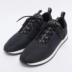 مملوكة مسبقًا Fendi Navy Blue Nylon FFreedom Low Top Sneakers Size 41