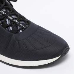 مملوكة مسبقًا Fendi Navy Blue Nylon FFreedom Low Top Sneakers Size 41