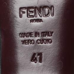 Pre Owned حذاء بكعب عالي فنادي مزين جلد أسود وعنابي مقاس 41