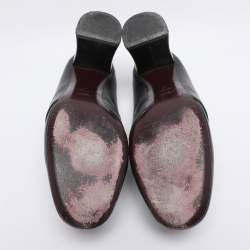 Pre Owned حذاء بكعب عالي فنادي مزين جلد أسود وعنابي مقاس 41