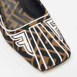 Pre Owned حذاء كعب عالي فندي فتحة كعب أف فريدوم جلد وكانفاس زوكا توباكو مقاس 39