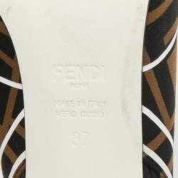 Pre Owned حذاء كعب عالي فندي فتحة كعب أف فريدوم جلد وكانفاس زوكا توباكو مقاس 39