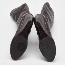 Pre Owned Fendi Dark Brown Leather Knee Length Wedge Boots Size 39