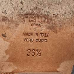 Pre Owned Fendi Black Croc Embossed Leather Mid Calf Cowboy Boots Size 36.5