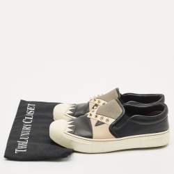 Pre Owned Fendi Multicolor Leather Studded Karlito Slip On Sneakers Size 37