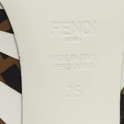 Pre Owned Fendi Black/Brown FF Neoprene and Mesh Freedom Patchwork Slingback Sandals Size 36