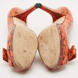 Pre Owned Fendi Orange/Brown Python Leather Peep Toe Platform Pumps Size 40