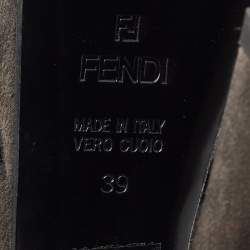 Pre Owned Fendi Dark Grey Suede Peep Toe Platform Pumps Size 39