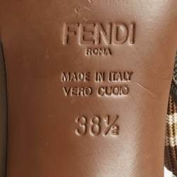 Pre Owned Fendi Multicolor Fabric and Leather Colibri Slingback Pumps Size 38.5