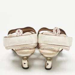 Pre Owned Fendi Multicolor Fabric and Leather Colibri Slingback Pumps Size 38.5