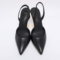 Pre Owned Fendi Black Leather Fendi First Slingback Pumps Size 37