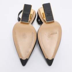 Pre Owned Fendi Black Leather Fendi First Slingback Pumps Size 37