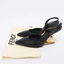 Pre Owned Fendi Black Leather Fendi First Slingback Pumps Size 37
