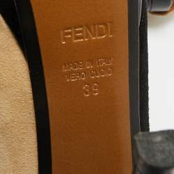 Pre Owned Fendi Black/Beige Suede Fendista Peep Toe Pumps Size 39