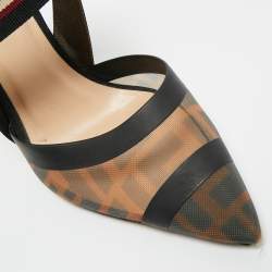Pre Owned Fendi Multicolor Canvas and Mesh Colibri Pumps Size 36