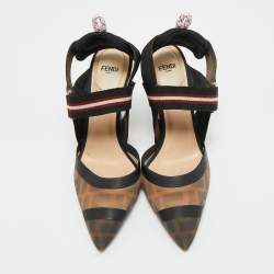 Pre Owned Fendi Multicolor Canvas and Mesh Colibri Pumps Size 36