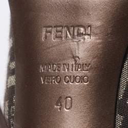 Pre Owned Fendi Brown Zucca Canvas and Leather Platform Pumps Size 40