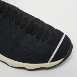 Pre Owned Fendi Black/White Knit Fabric Sock High Top Sneakers Size 39