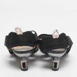 مملوكة مسبقًا Fendi Multicolor Mesh and Canvas Colibri Slingback Pumps Size 39.5