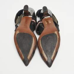 مملوكة مسبقًا Fendi Multicolor Mesh and Canvas Colibri Slingback Pumps Size 39.5