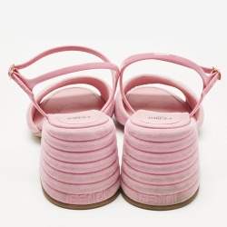 Pre Owned Fendi Pink Jelly and Suede FF Ankle Strap Sandals Size 40
