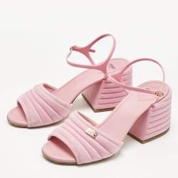 Pre Owned Fendi Pink Jelly and Suede FF Ankle Strap Sandals Size 40