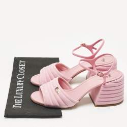 Pre Owned Fendi Pink Jelly and Suede FF Ankle Strap Sandals Size 40