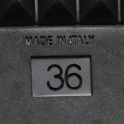 Pre Owned Fendi Gold/Silver Leather Crisscross Flowerland Slide Flats Size 36