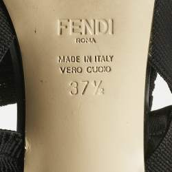 Pre Owned Fendi Black Zucca Mesh and Canvas Colibri Slingback Pumps Size 37.5
