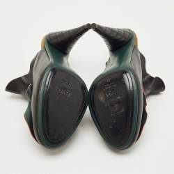 Pre Owned Fendi Black Ruffled Leather Mules Size 38