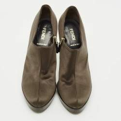 Pre Owned Fendi Brown Satin Ankle Booties Size 36
