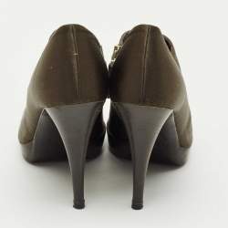 Pre Owned Fendi Brown Satin Ankle Booties Size 36