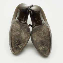 Pre Owned Fendi Brown Satin Ankle Booties Size 36