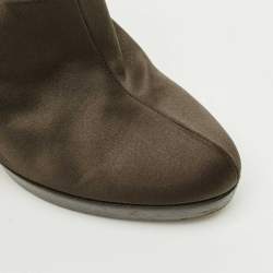 Pre Owned Fendi Brown Satin Ankle Booties Size 36