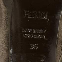 Pre Owned Fendi Brown Satin Ankle Booties Size 36