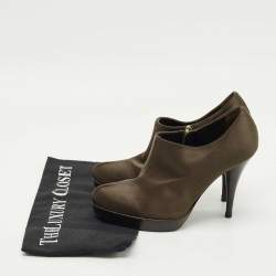 Pre Owned Fendi Brown Satin Ankle Booties Size 36
