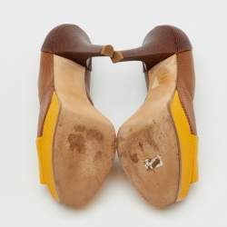 Pre Owned Fendi Tricolor Lizard Embossed Leather Fendista Pumps Size 38