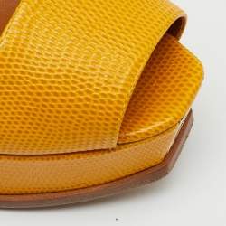 Pre Owned Fendi Tricolor Lizard Embossed Leather Fendista Pumps Size 38