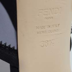 Pre Owned Fendi Black Fabric and Leather Platform Ankle Strap Sandals Size 38.5