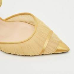 Pre Owned Fendi Yellow Mesh and Satin Colibri Lite Slingback Pumps Size 40