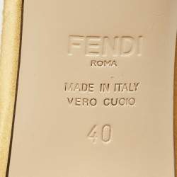 Pre Owned Fendi Yellow Mesh and Satin Colibri Lite Slingback Pumps Size 40